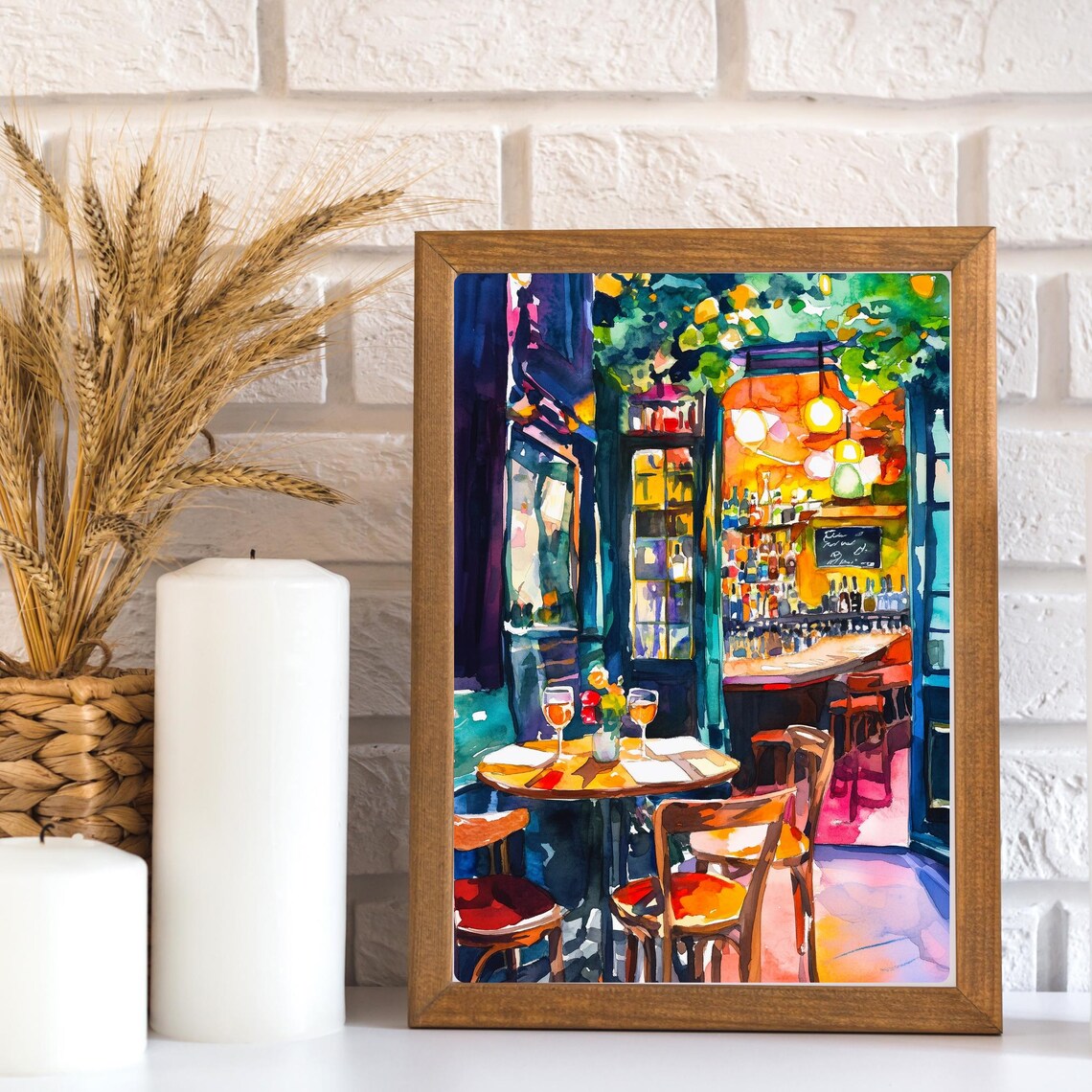 Paris Cafe Watercolor Art Print, French Bistro Scene - Image 3