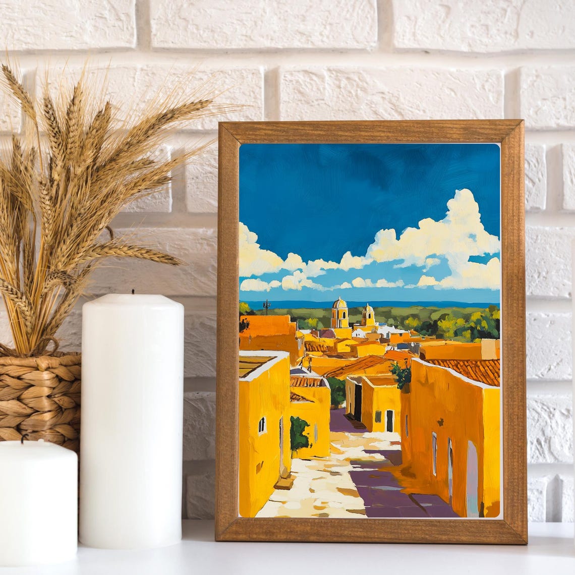 Izamal Mexico Art Print Yellow City Painting Colonial Architecture View Wall Decor Travel To Yucatan Art Sunny Scene - Image 3