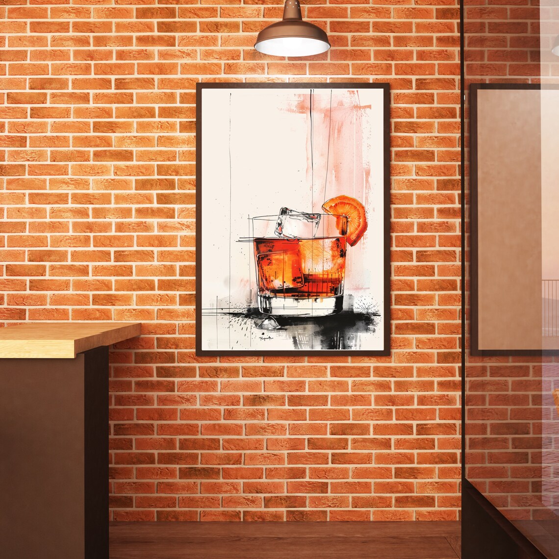 Elegant Negroni Cocktail with Orange Slice Modern Sketch Poster - Image 4