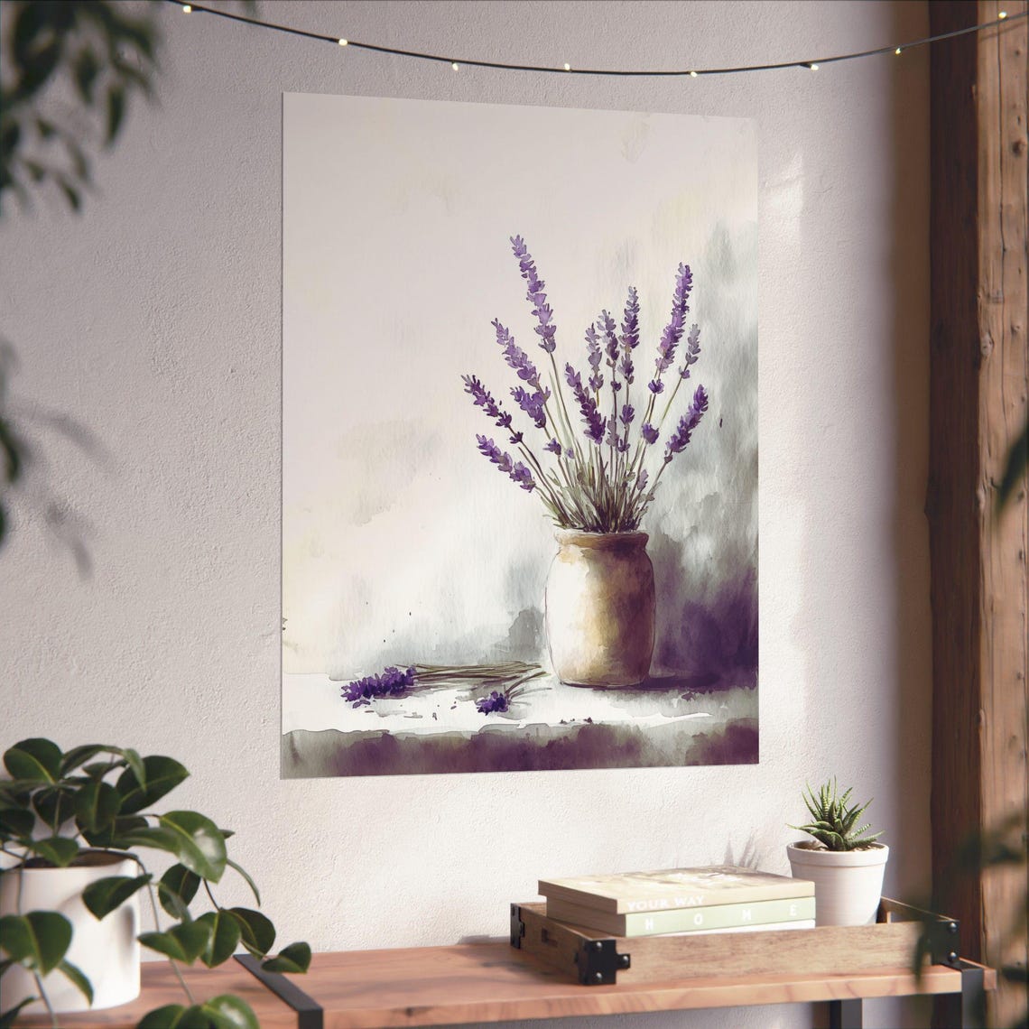 Lavender Sprigs in Rustic Clay Pot Minimalist Watercolor Poster - Image 6
