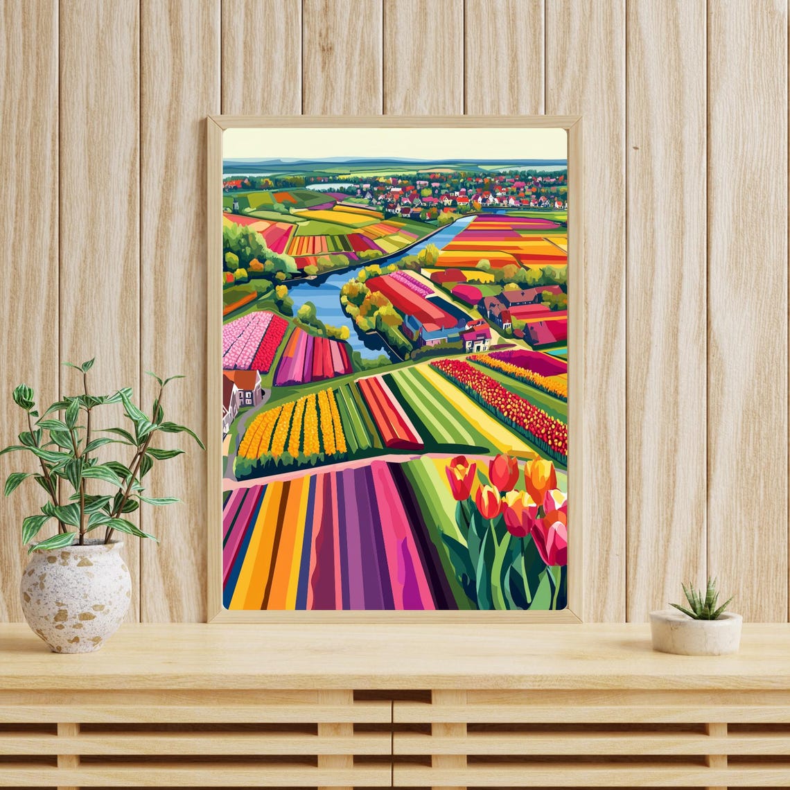 Netherlands Tulip Flower Fields Aerial Canal Countryside Poster - Image 4