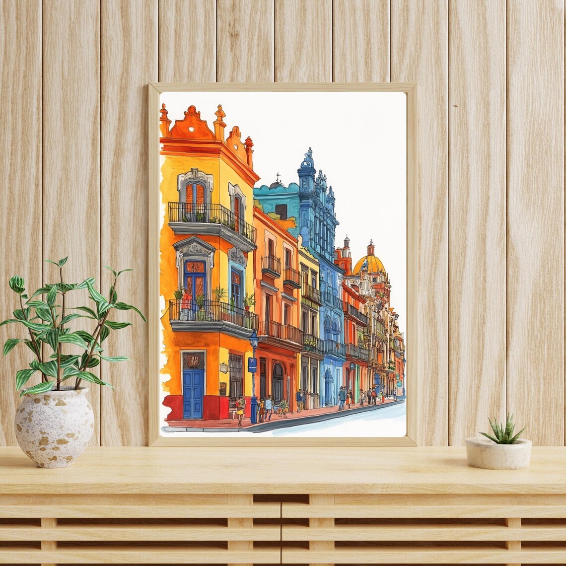 Mexico City Historic Center Colorful Colonial Street Scene Poster - Image 4
