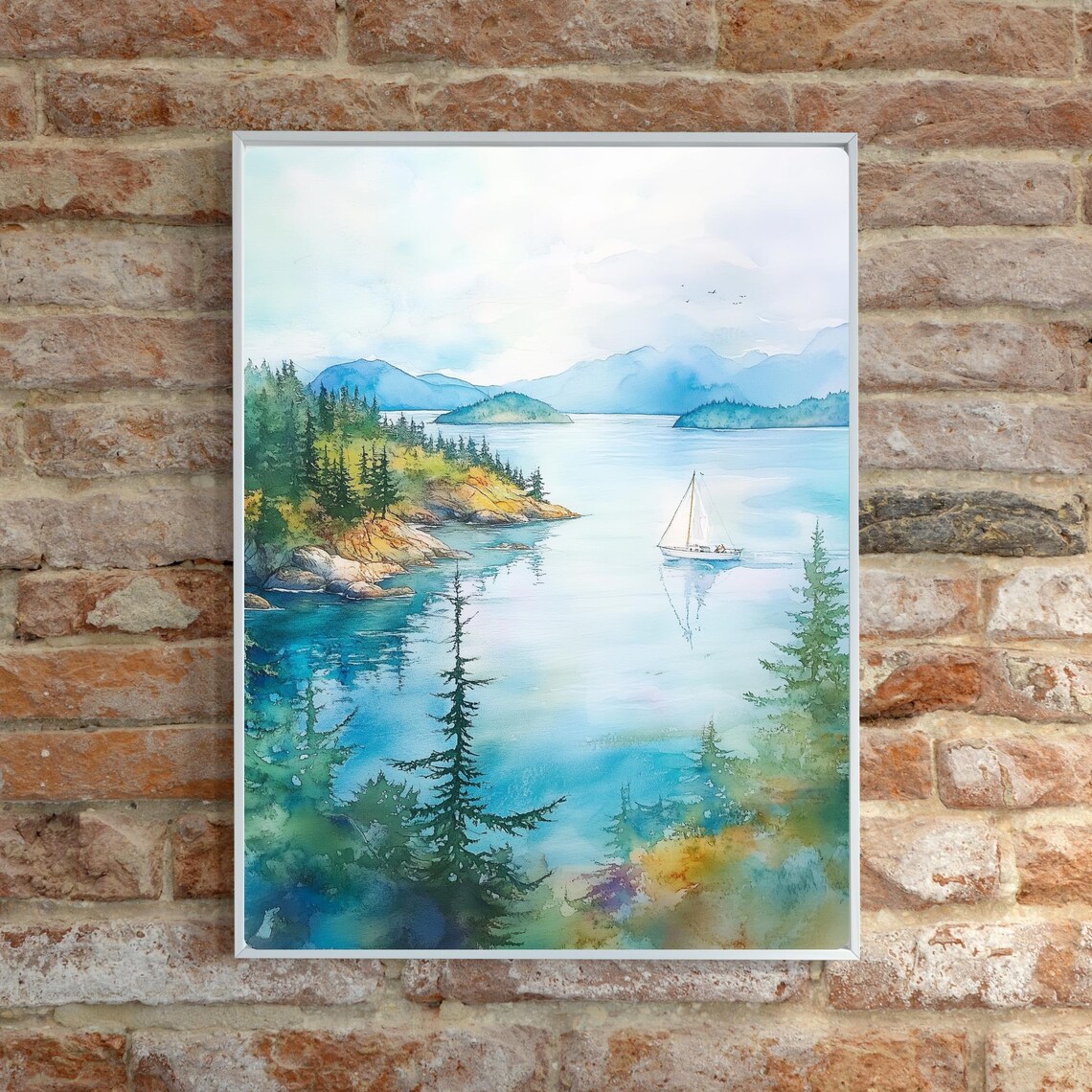 San Juan Islands Watercolor Travel Poster, Washington State - Image 6