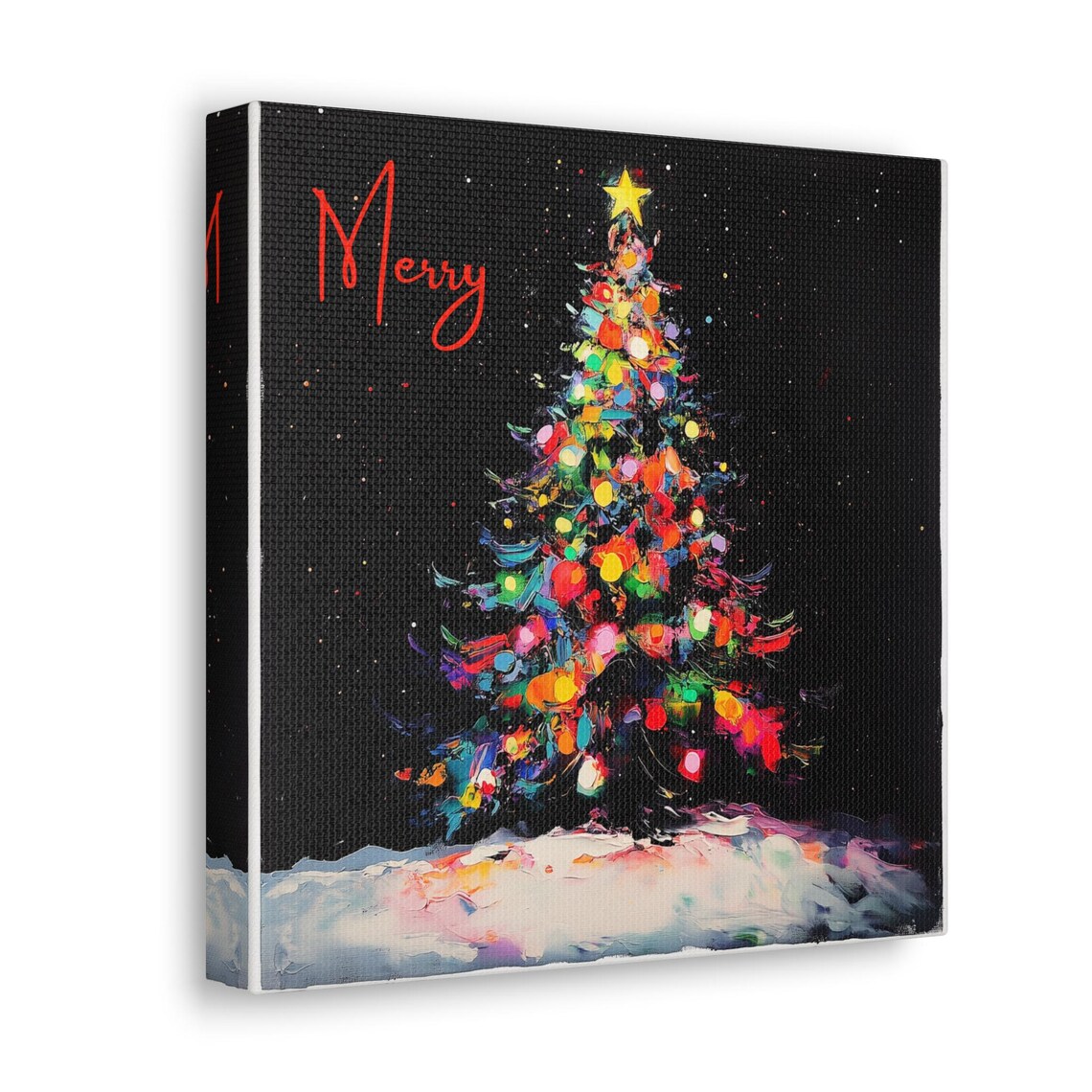 Merry Christmas Tree Abstract Colorful Holiday Night Sky Poster - Image 4