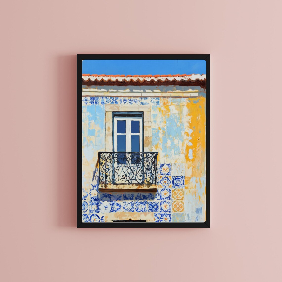 Lisbon Azulejo Tile Balcony Facade Sunny Portugal Travel Poster - Image 2