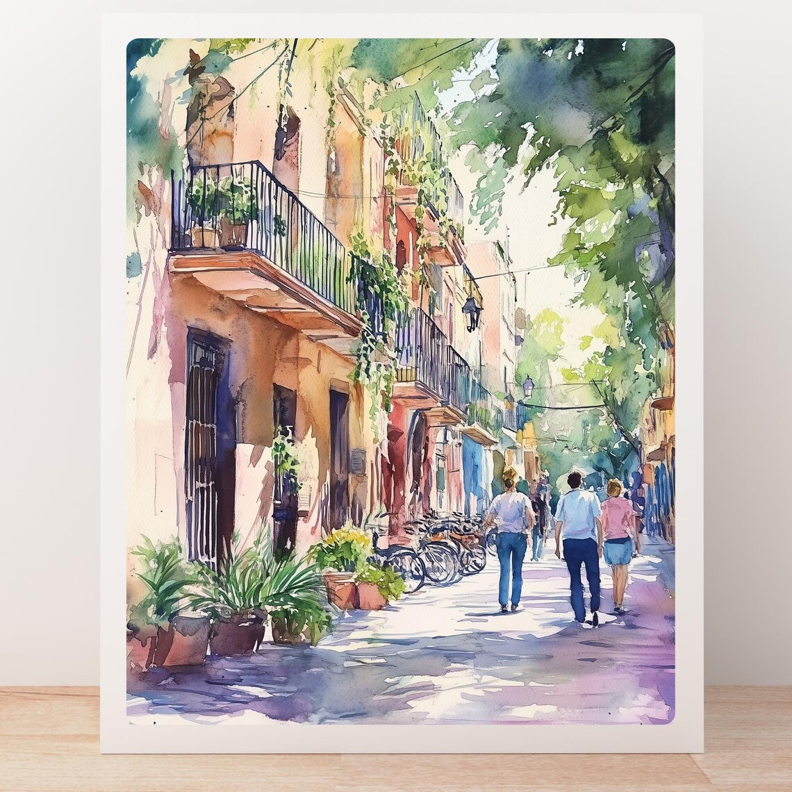 Roma Norte Mexico City Street Balconies Bicycles Watercolor Poster - Image 5