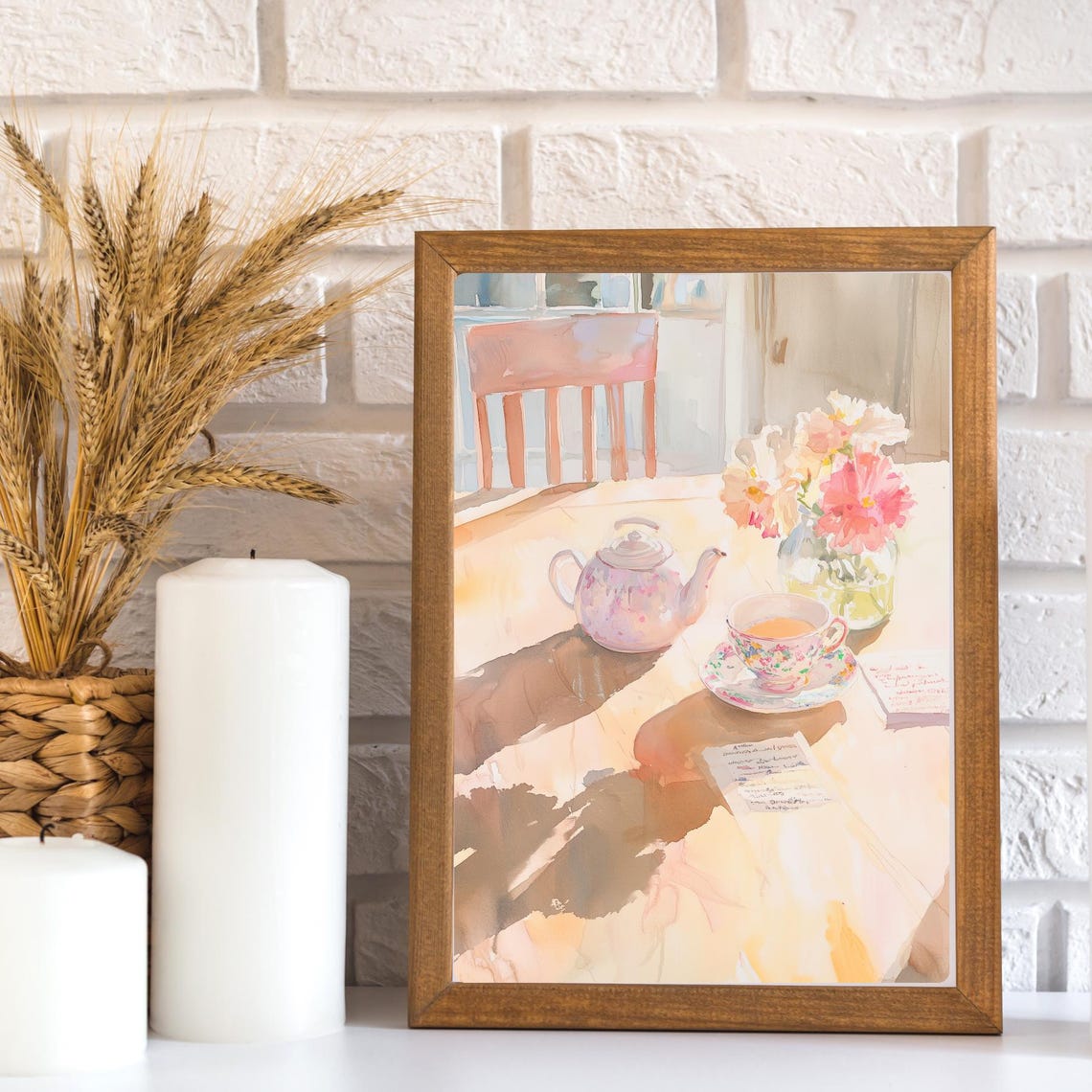Delicate Floral Teapot and Teacup Set in Soft Morning Light Poster - Image 3
