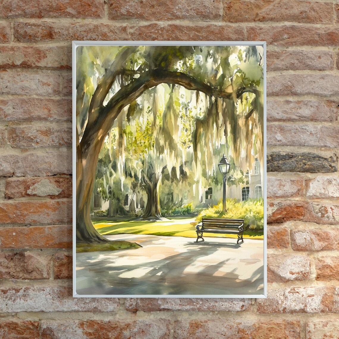 Savannah Georgia Watercolor Park Scene Art Print - Image 5