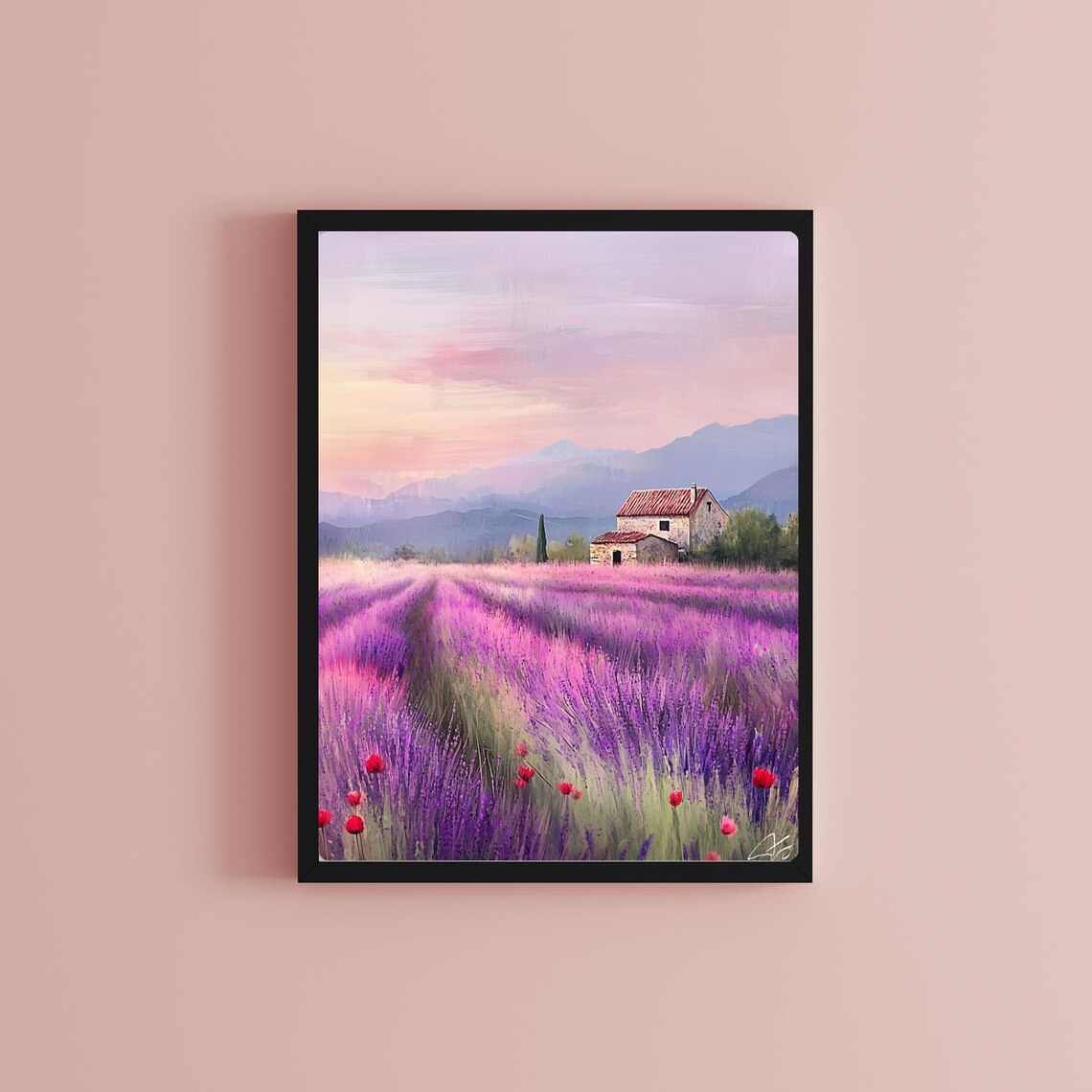 Provence Lavender Field Farmhouse at Sunset France Travel Poster - Image 2