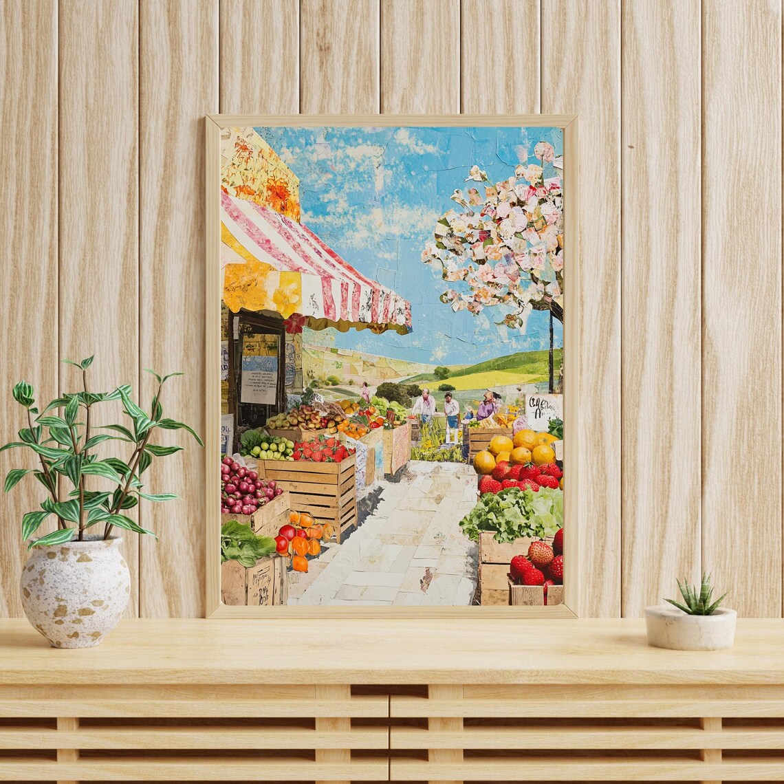Country Farmers Market Produce Stand Summer Collage Art Print - Image 3