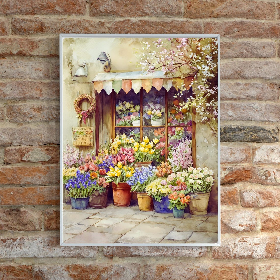 Old English Flower Shop Springtime Storefront Watercolor Poster - Image 5