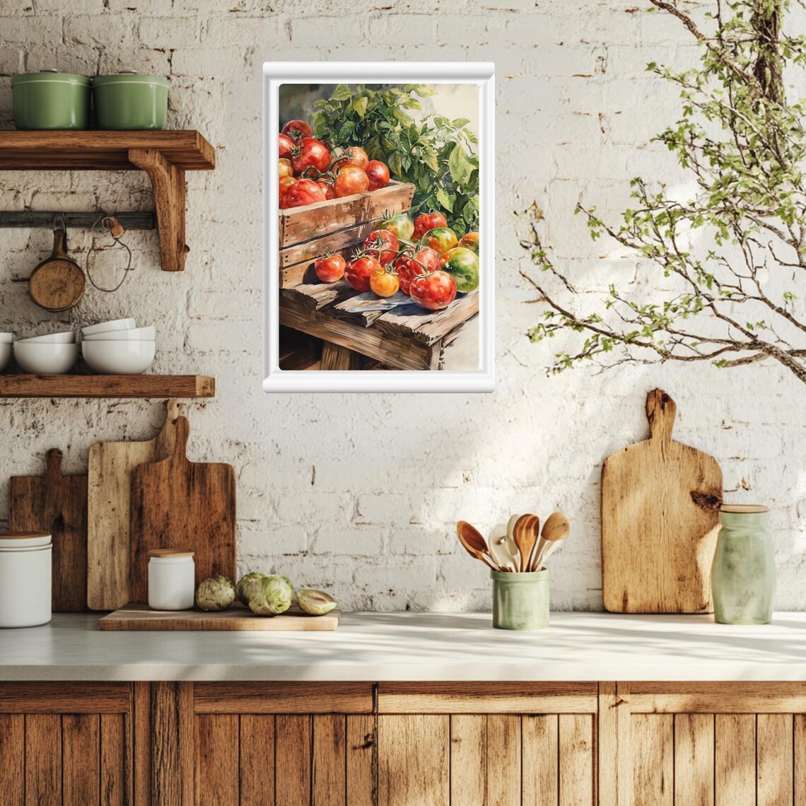 Tomato Harvest Watercolor Garden Vegetable Print Fresh Farm Bounty Decor Kitchen Still Life Art Produce Market Art - Image 2
