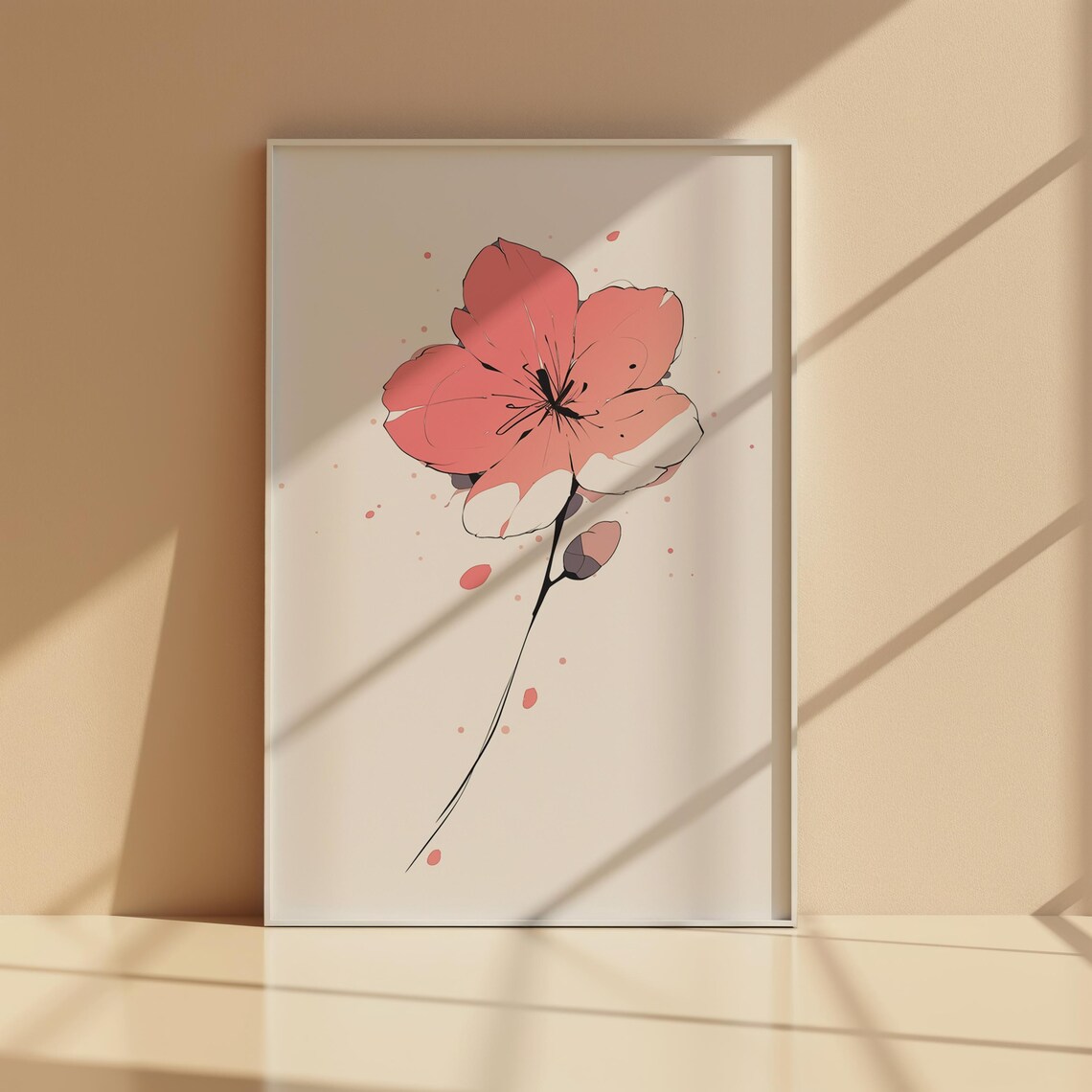 Pink Flower Art Print for Home, Kitchen Office Decor