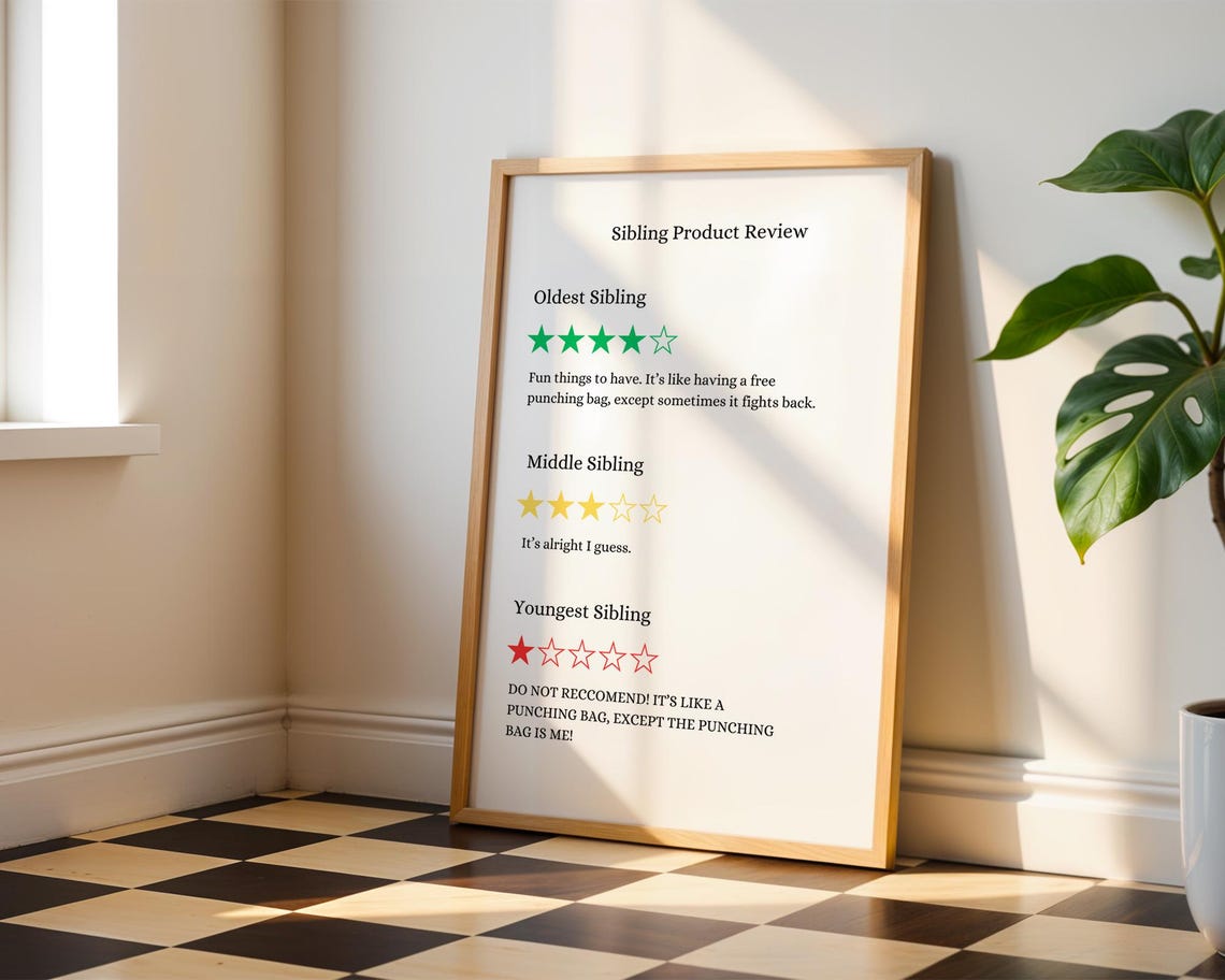 Funny Sibling Product Review Wall Art Home Kitchen Office And Room Decor - Image 3