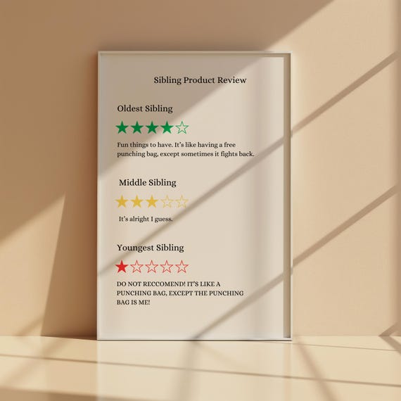 Funny Sibling Product Review Wall Art Home Kitchen Office And Room Decor
