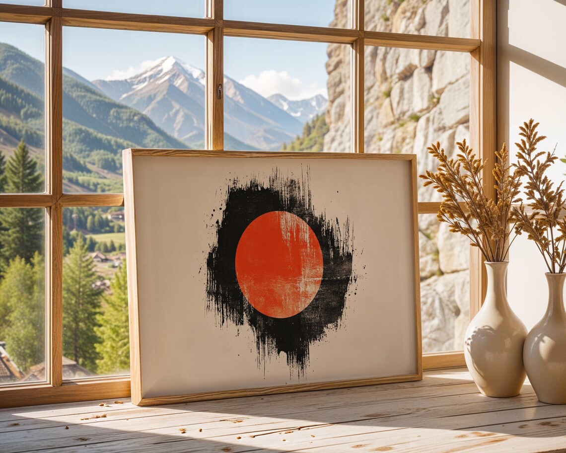 Orange Moon Art Print Modern Art Wall Art For Home Office Decor For Room Aesthetics - Image 4