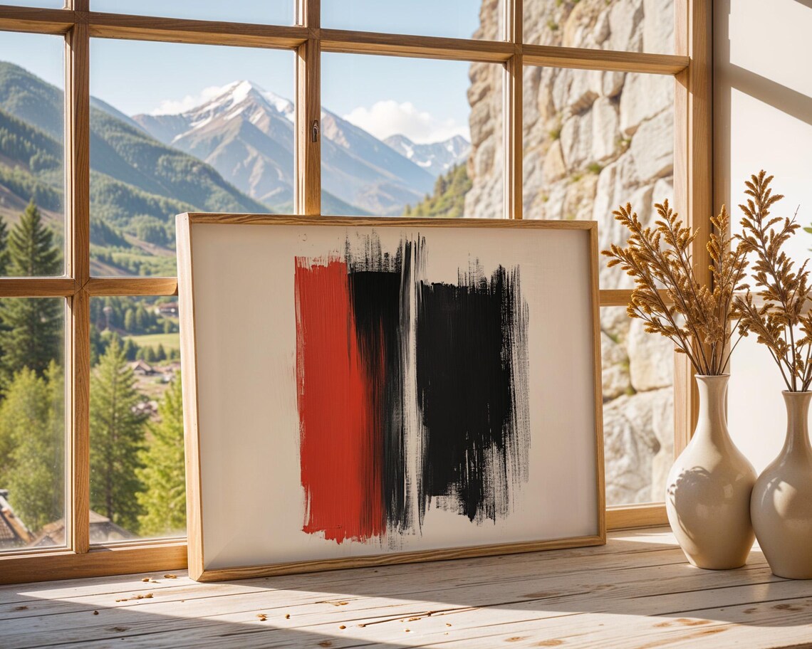 Black And Orange Double Paint Stroke Poster Modern Art Wall Art For Home Office Decor - Image 5