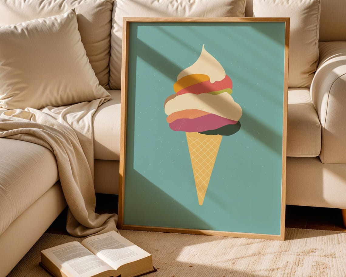 Minimalist Ice Cream Cone Poster Wall Art For Home Kitchen Room Decor - Image 5