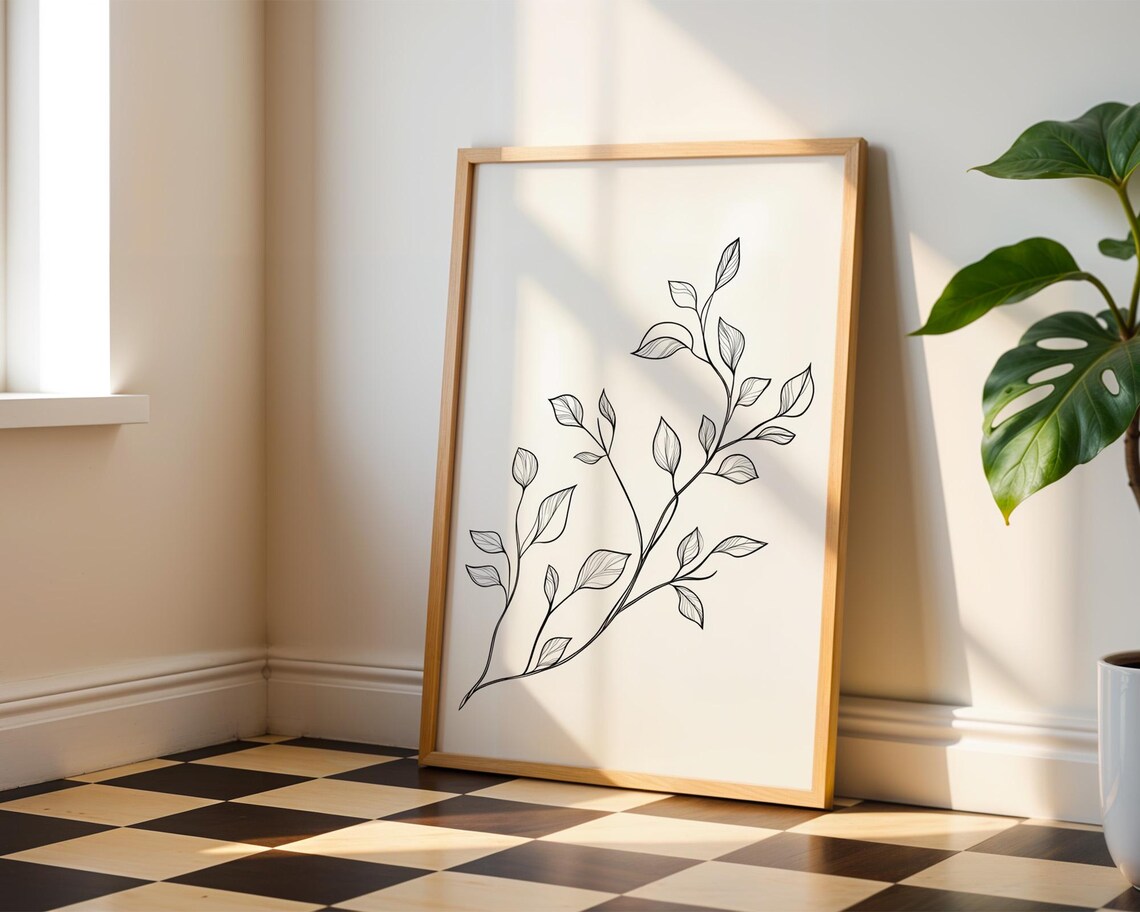 Minimalist Line Art Vines, Kitchen Office Decor - Image 4