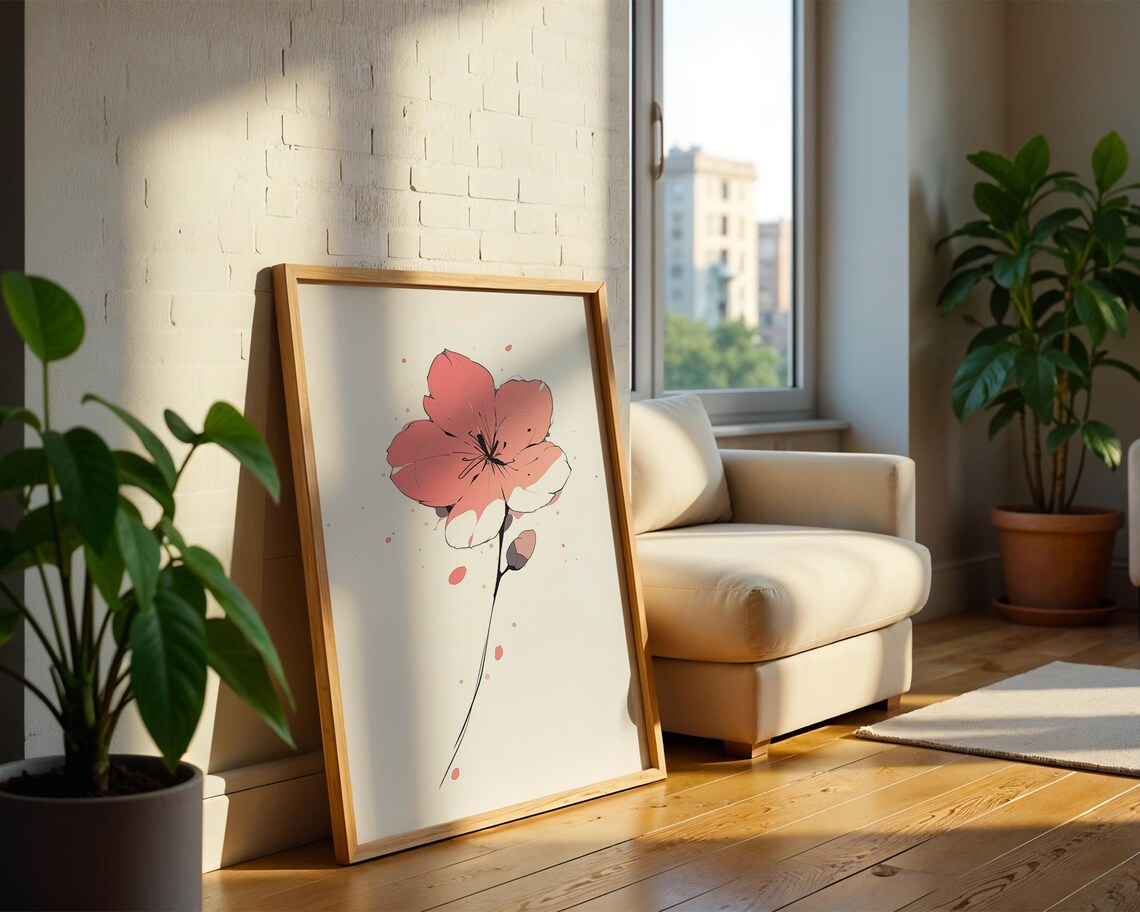 Pink Flower Art Print for Home, Kitchen Office Decor - Image 2