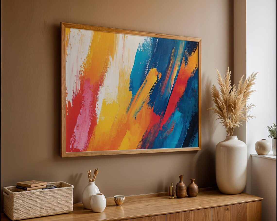 Colorful Painted Modern Art, Home Office Decor