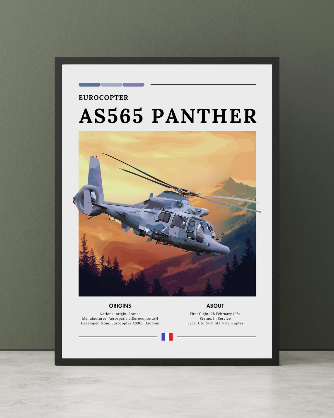 Eurocopter AS565 Panther Helicopter Specs and Facts Art Poster