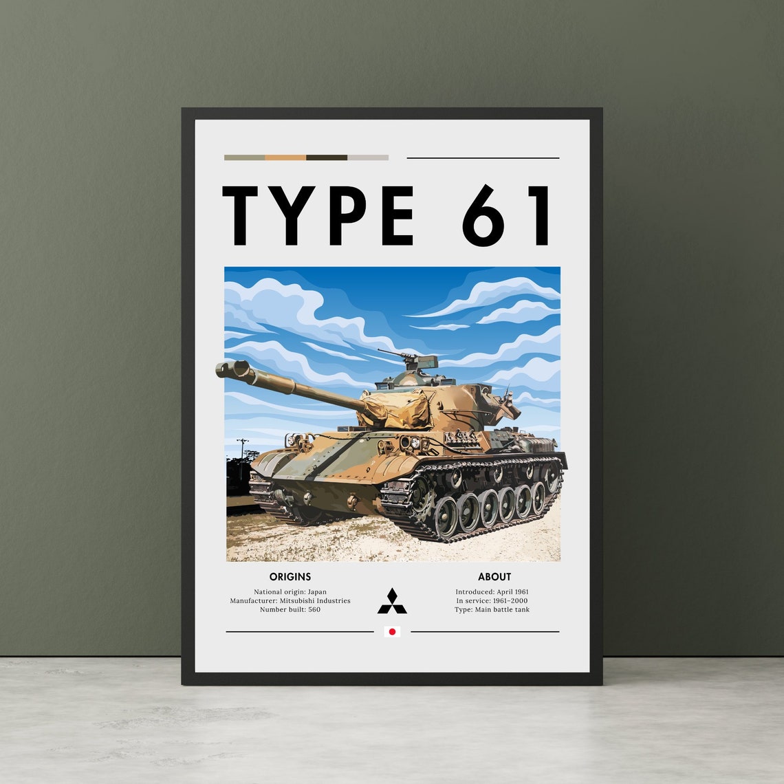 Japanese Type 61 Main Battle Tank Spec Sheet Military Poster