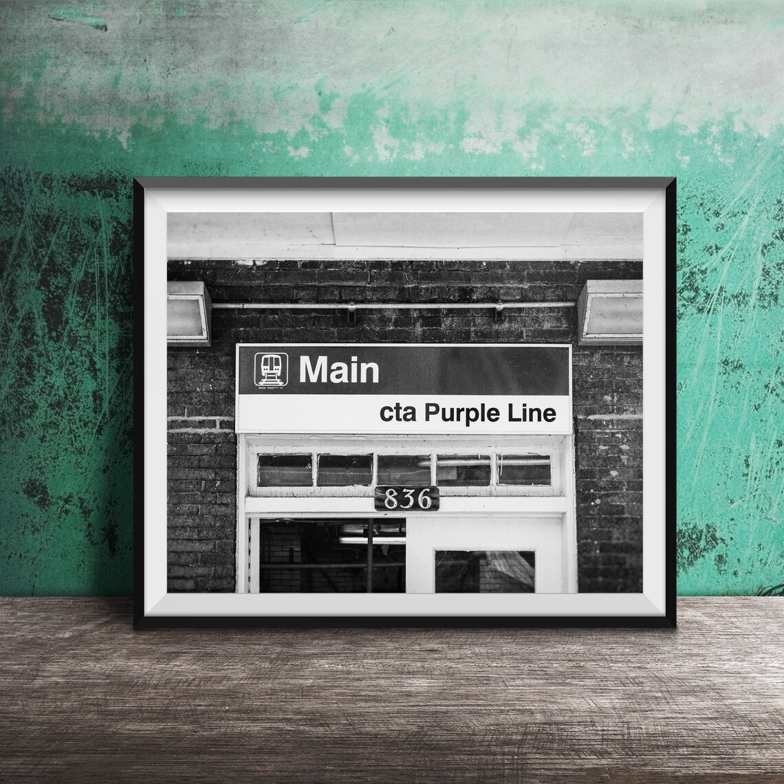 Main CTA Purple Line Evanston Train Station Sign Photography Poster - Image 2