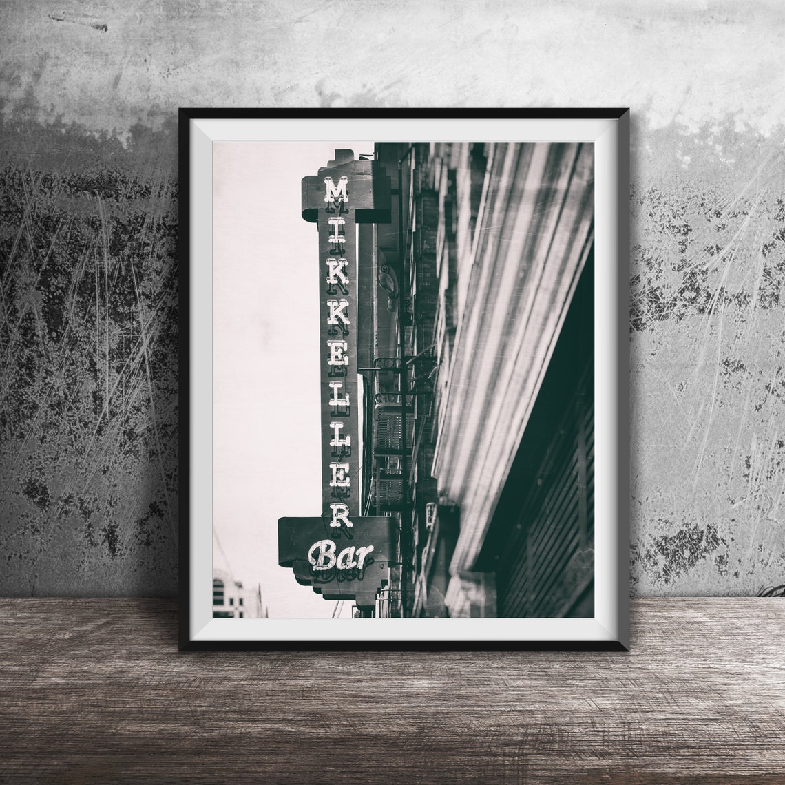Mikkeller Bar Vertical Neon Blade Sign Black and White Poster