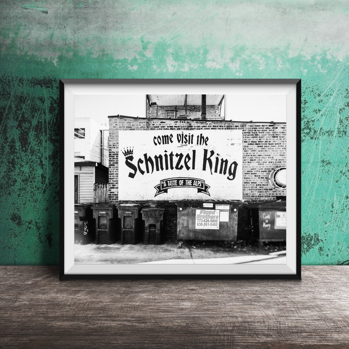 Schnitzel King Taste of the Alps Painted Brick Wall Chicago Poster - Image 2