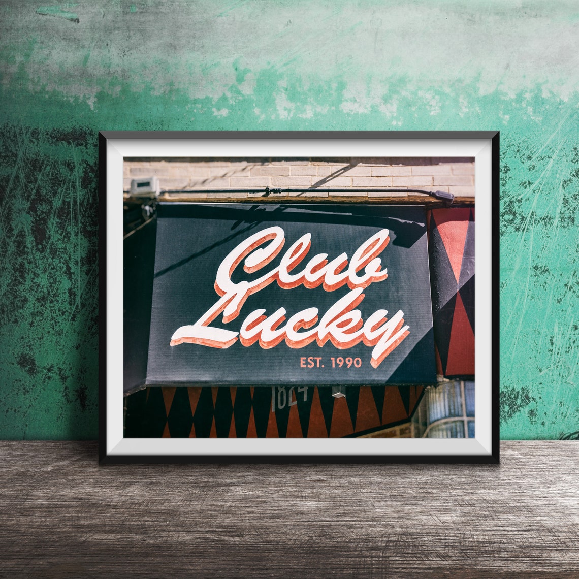 Club Lucky Est 1990 Script Awning Sign Chicago Bar Photo Poster