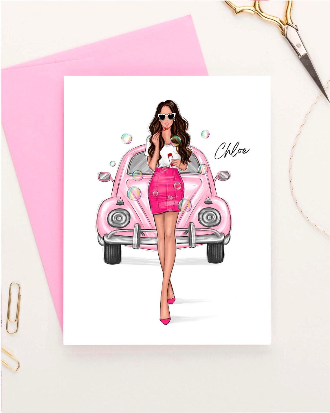 Personalized Valentine's Day Card, Pink Red Postcard - Image 3
