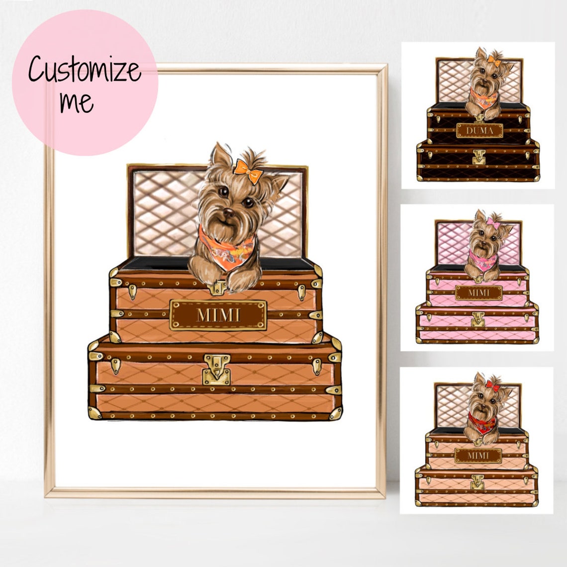 Personalized Yorkshire Terrier Art Print Yorkie Fashion Wall Art Luxary Yorkie Dog Portrait Yorkie Gifts Gift For Yorkie Owner