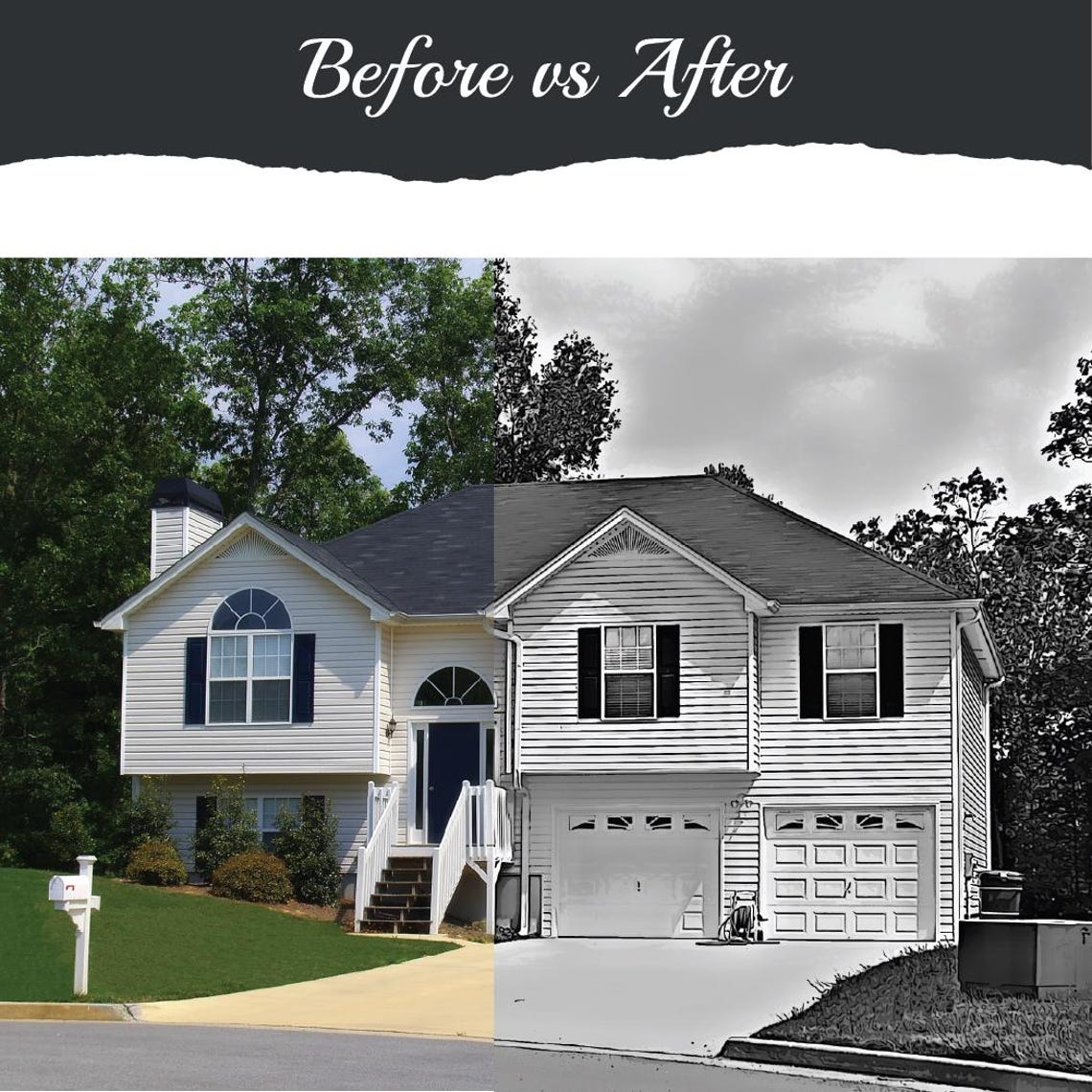 Custom Black And White Pencil Sketch House Portrait First Home Poster - Image 2
