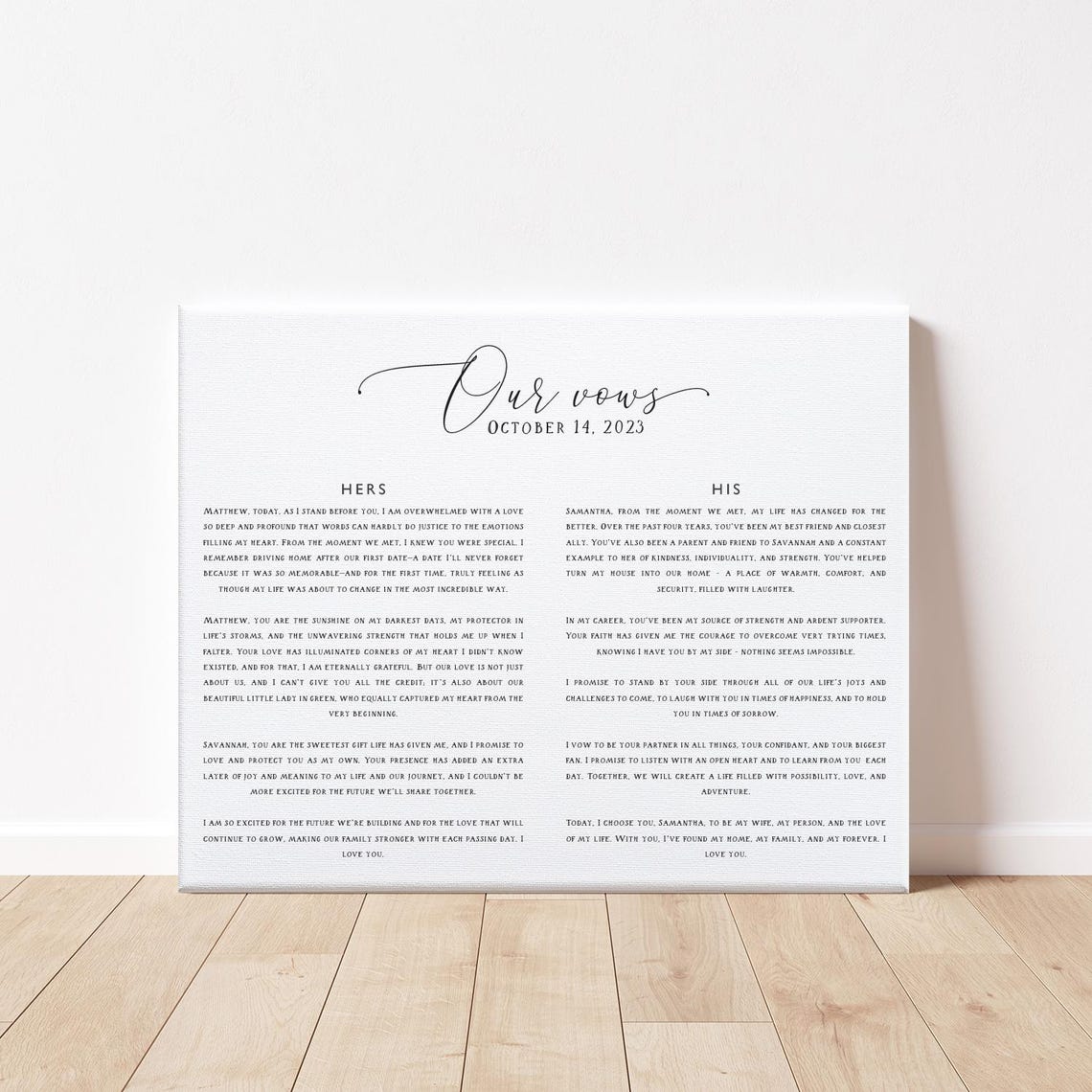 Custom Wedding Vows His And Hers Keepsake Poster Dated October 14 2023 - Image 3