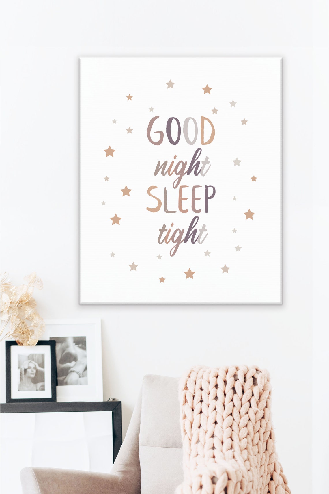 Good Night Sleep Tight Nursery Bedtime Stars Quote Wall Poster - Image 3
