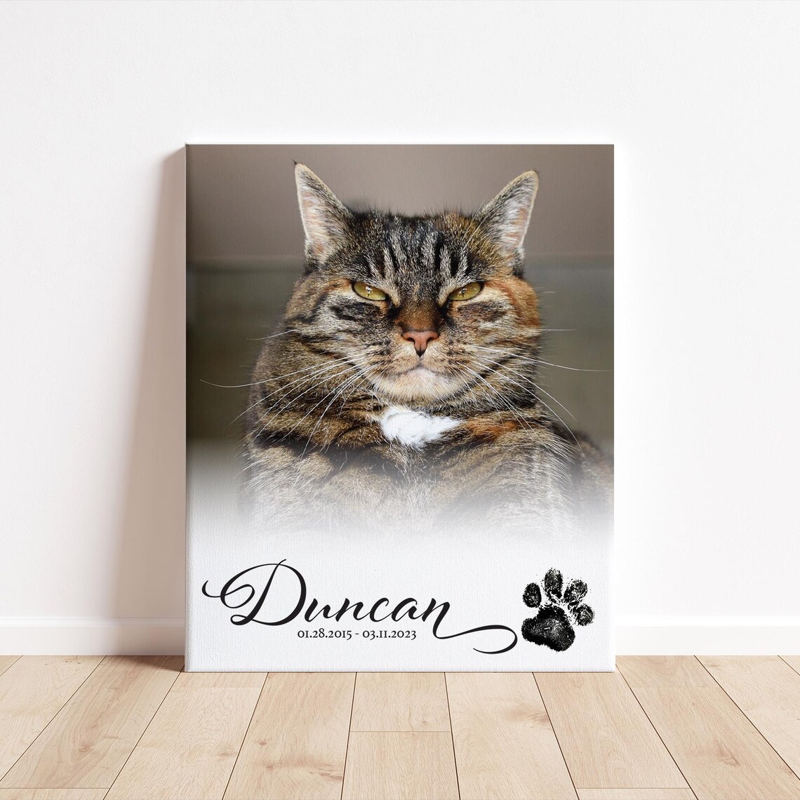 Personalized Dog Memorial Photo Portrait With Paw Dates Poster - Image 3