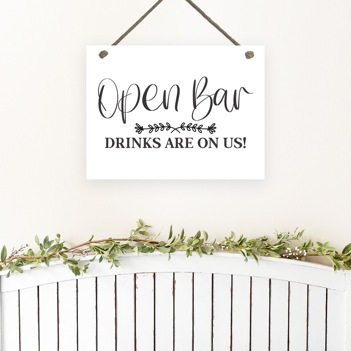 Open Bar Drinks Are on Us Wedding Party Farmhouse Sign Poster - Image 2