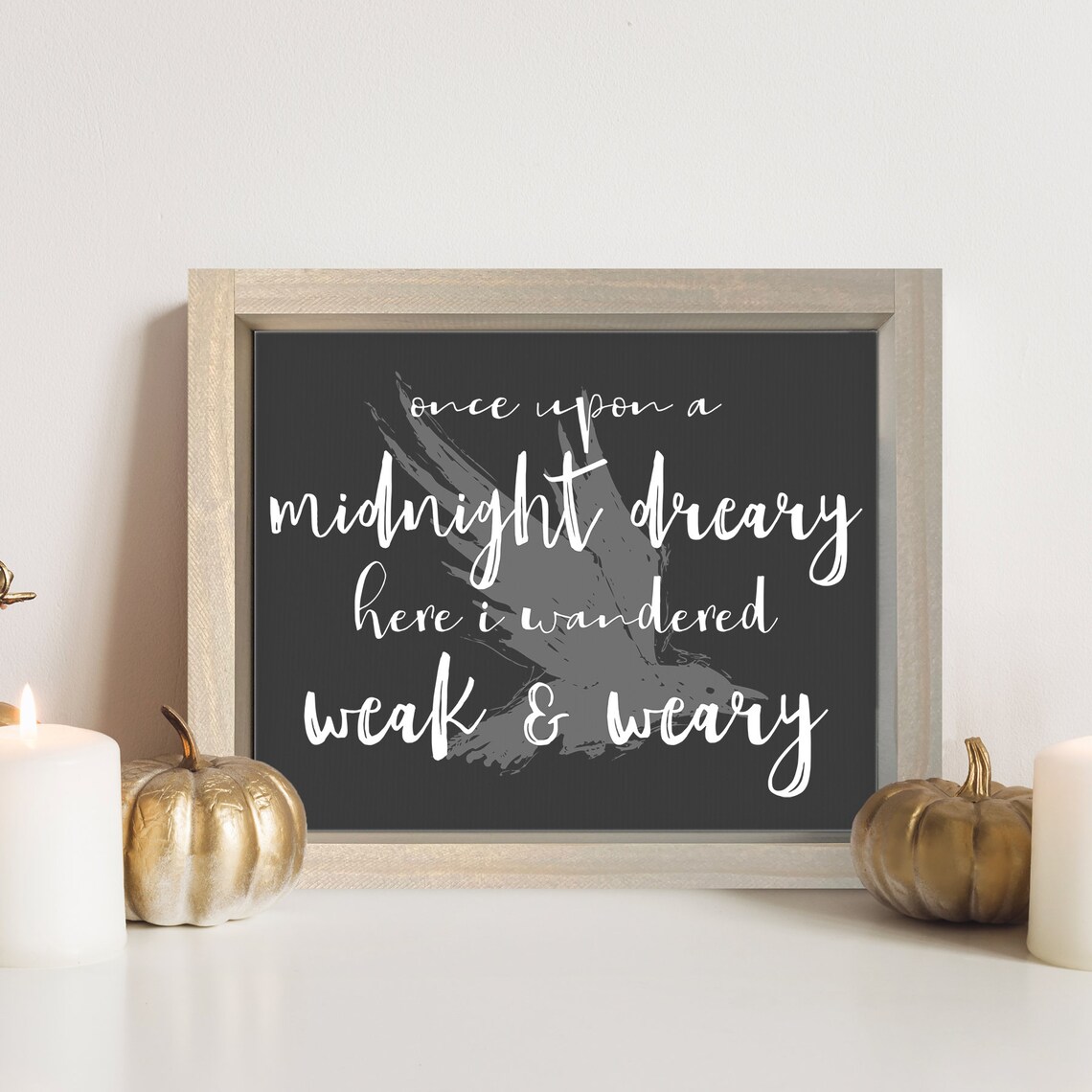 Once Upon a Midnight Dreary Raven Poe Quote Halloween Sign Poster