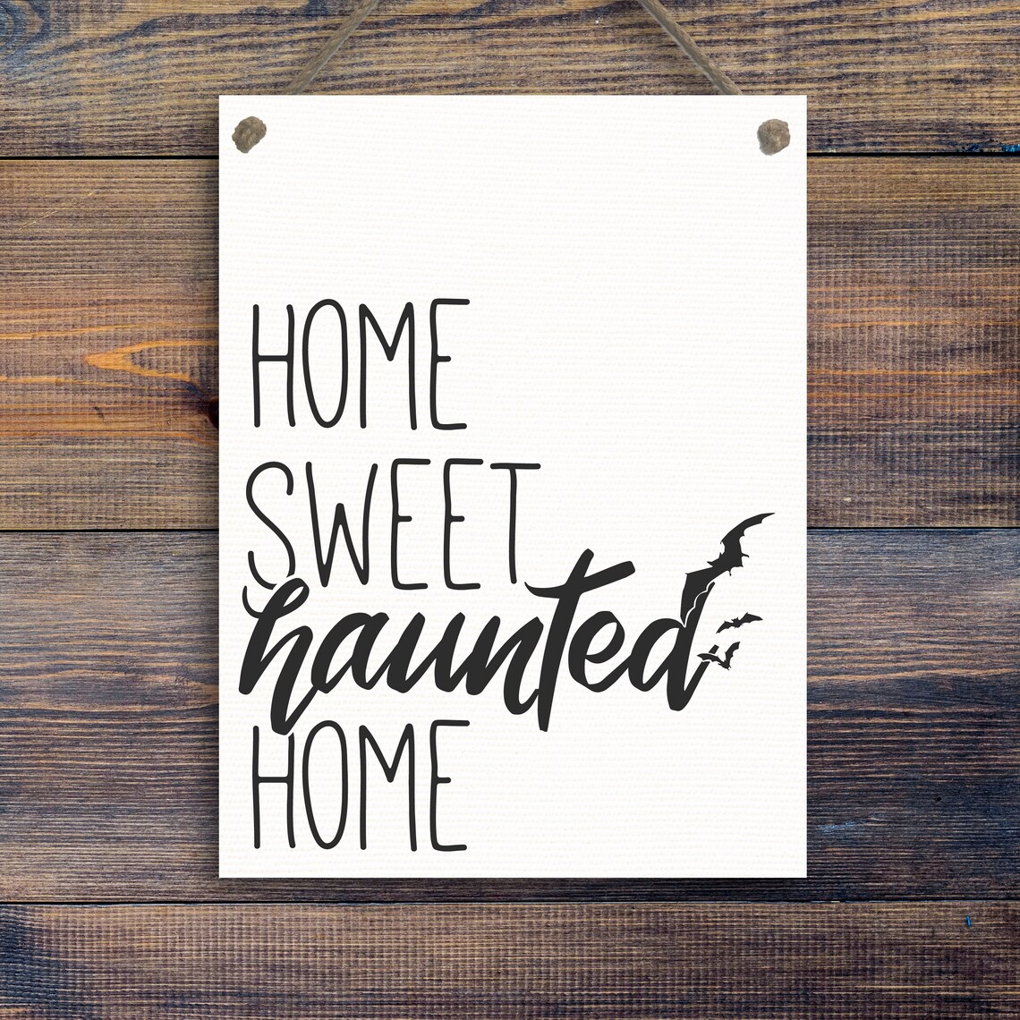 Home Sweet Haunted Home with Bats Halloween Entryway Sign Poster - Image 2