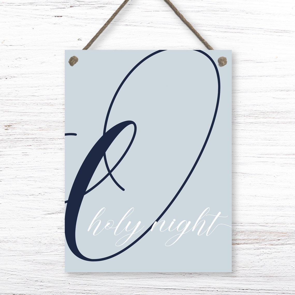 O Holy Night Navy O Sage Green Minimalist Christmas Sign Poster - Image 2