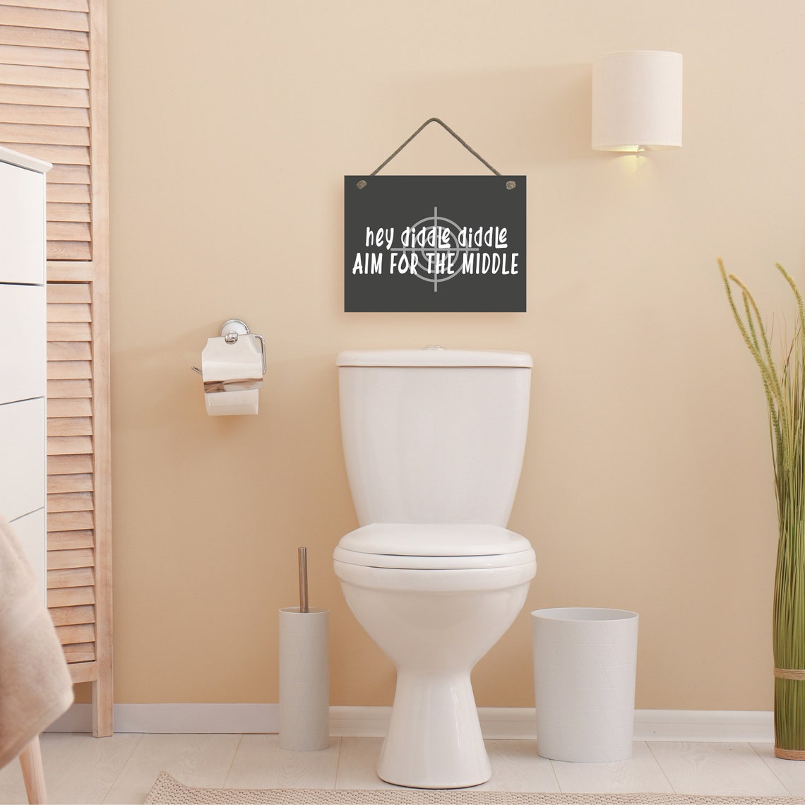 Hey Diddle Diddle Aim for the Middle Funny Bathroom Humor Poster - Image 2