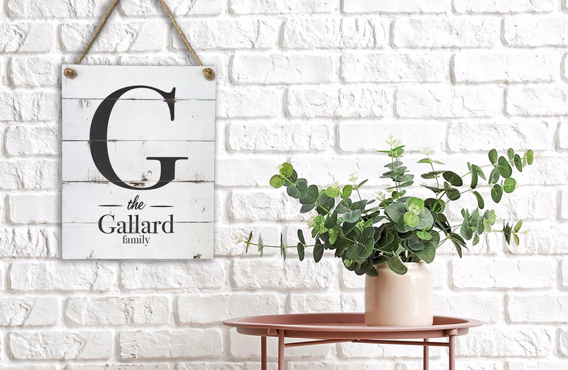 Custom Family Name Initial Sign Rustic Farmhouse Wall Art Decor - Image 2