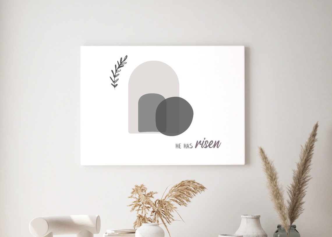 He Has Risen Easter Home Decor Bible Verse Wall Art Modern Decor Church Signs Framed Unframed Rope Board Options - Image 3