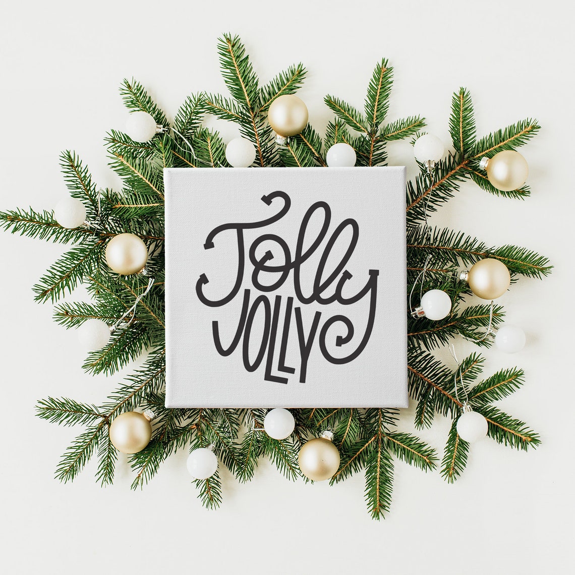 Holly Jolly Christmas Song Script Whitewash Holiday Sign Poster - Image 3