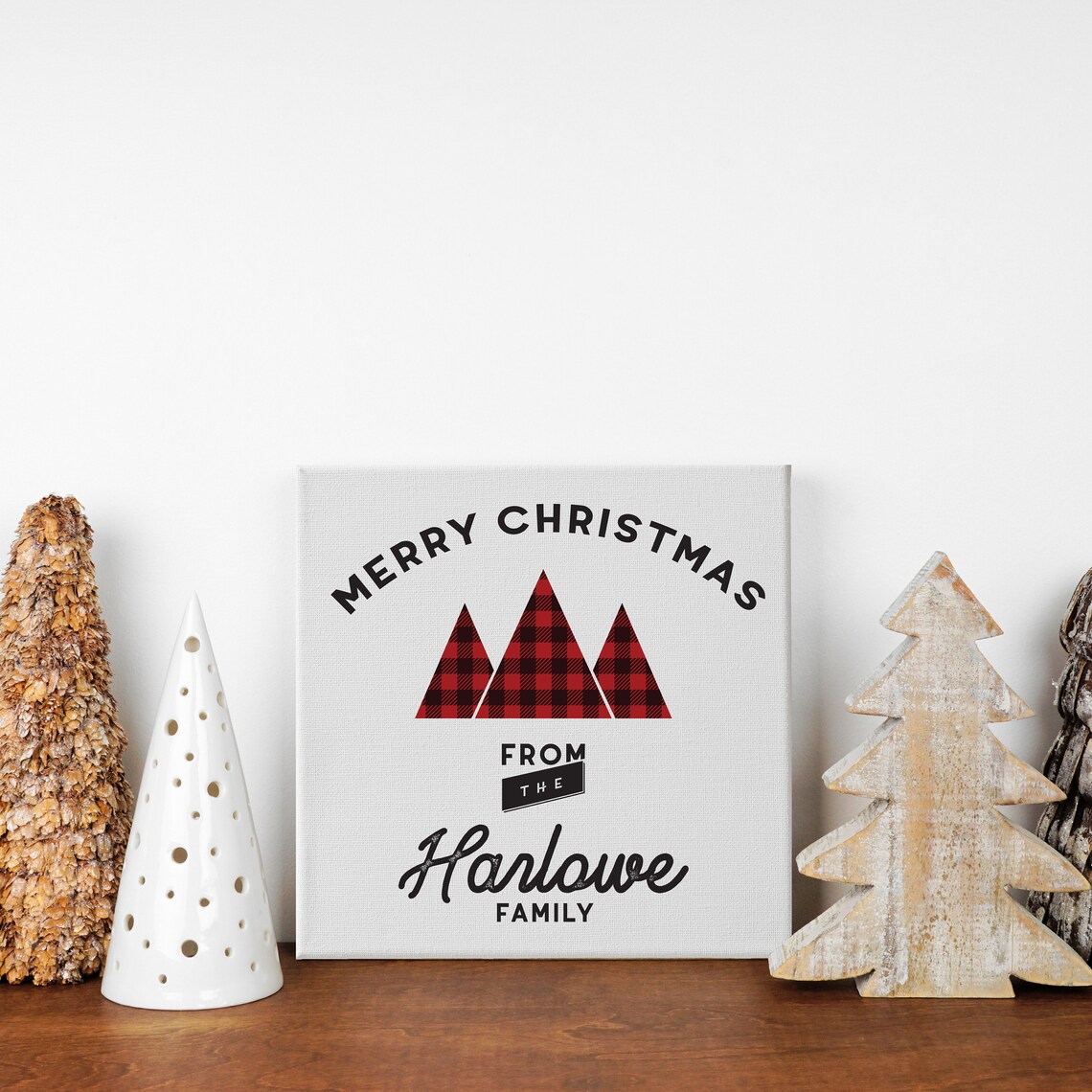 Merry Christmas From Your Family Name Buffalo Plaid Trees Poster - Image 3