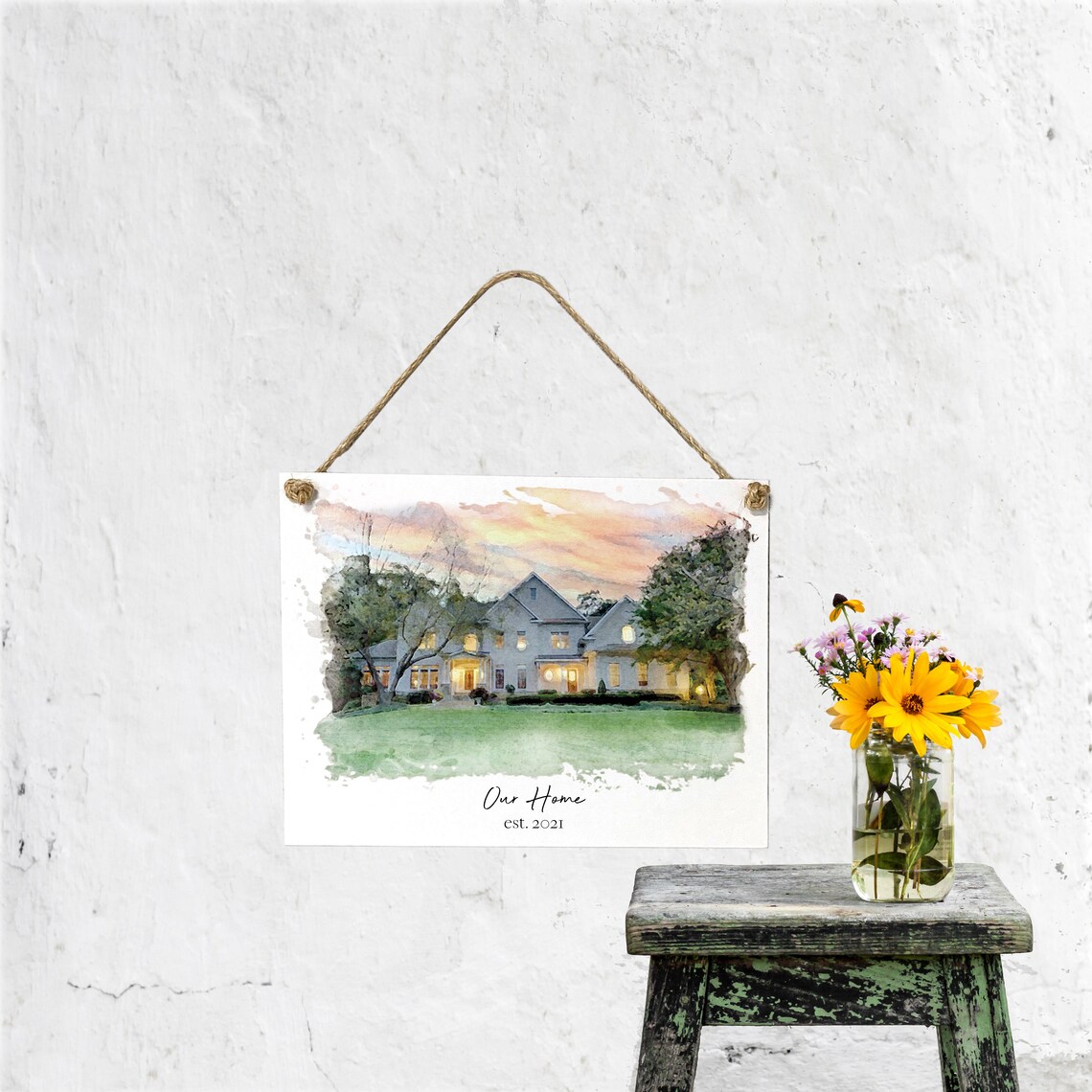 Our First Home Watercolor House Portrait Art Print - Image 3