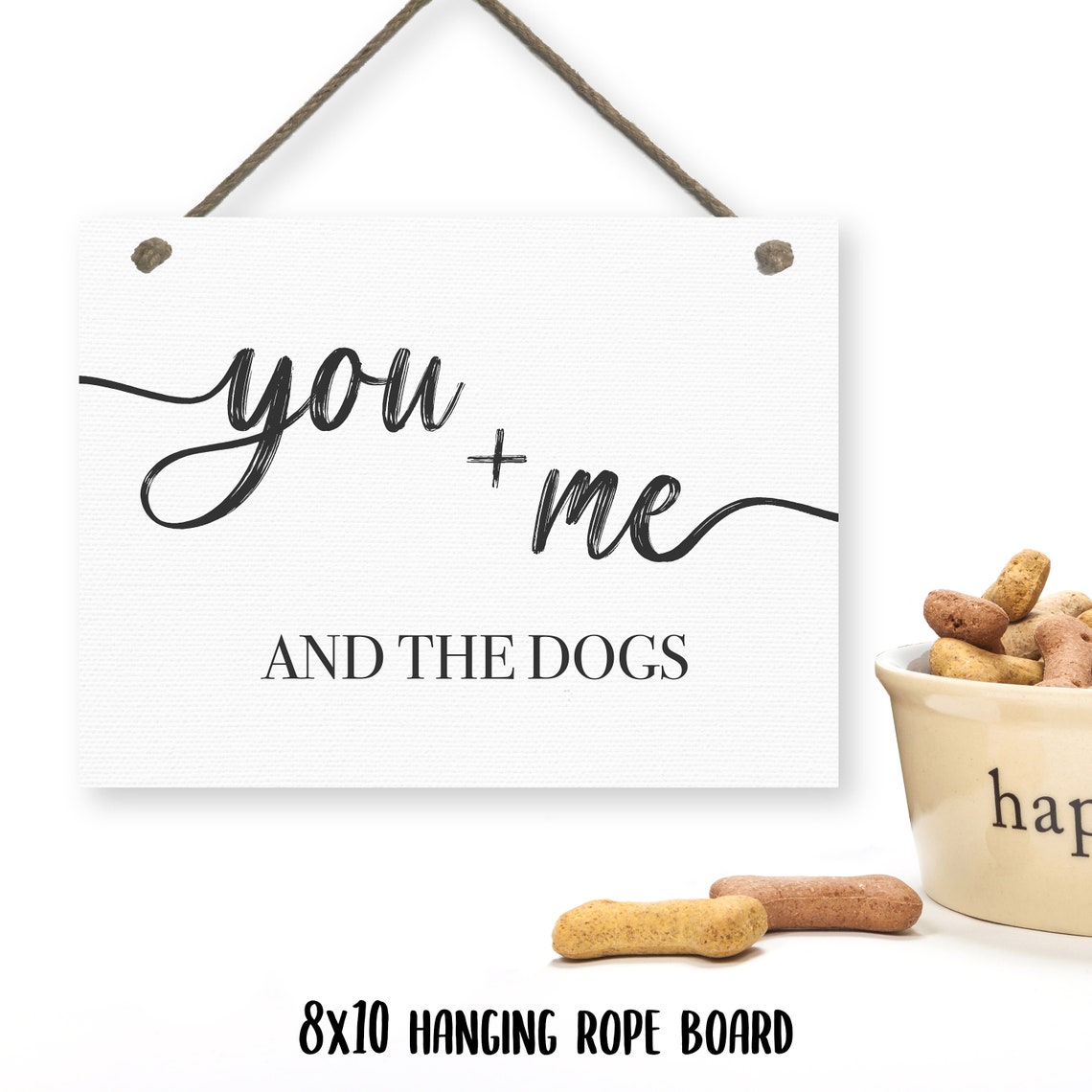 You Plus Me and the Dogs Cute Dog Lover Couple Quote Wall Poster - Image 2