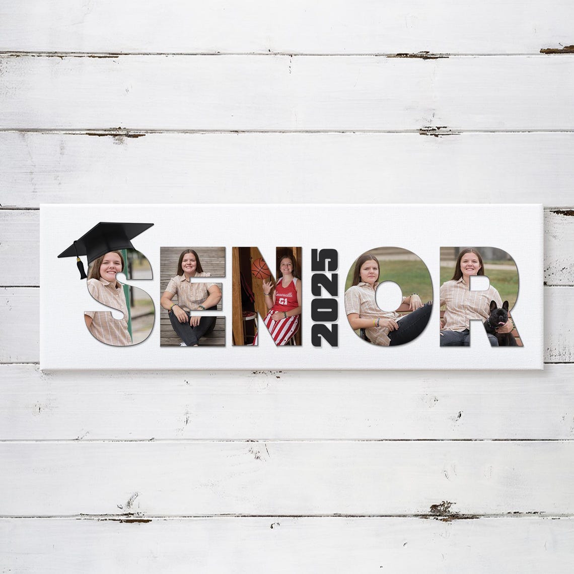 Senior 2025 Photo Collage Letter Graduation Cap Keepsake Wall Poster - Image 3