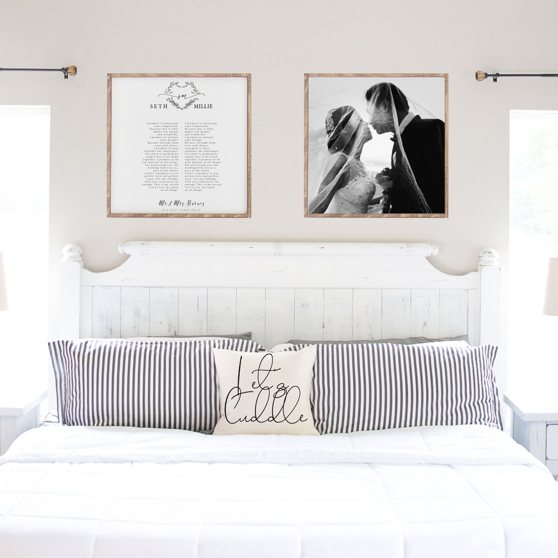 Personalized Wedding Vows and Photo Canvas Set Couple Gift Poster - Image 3